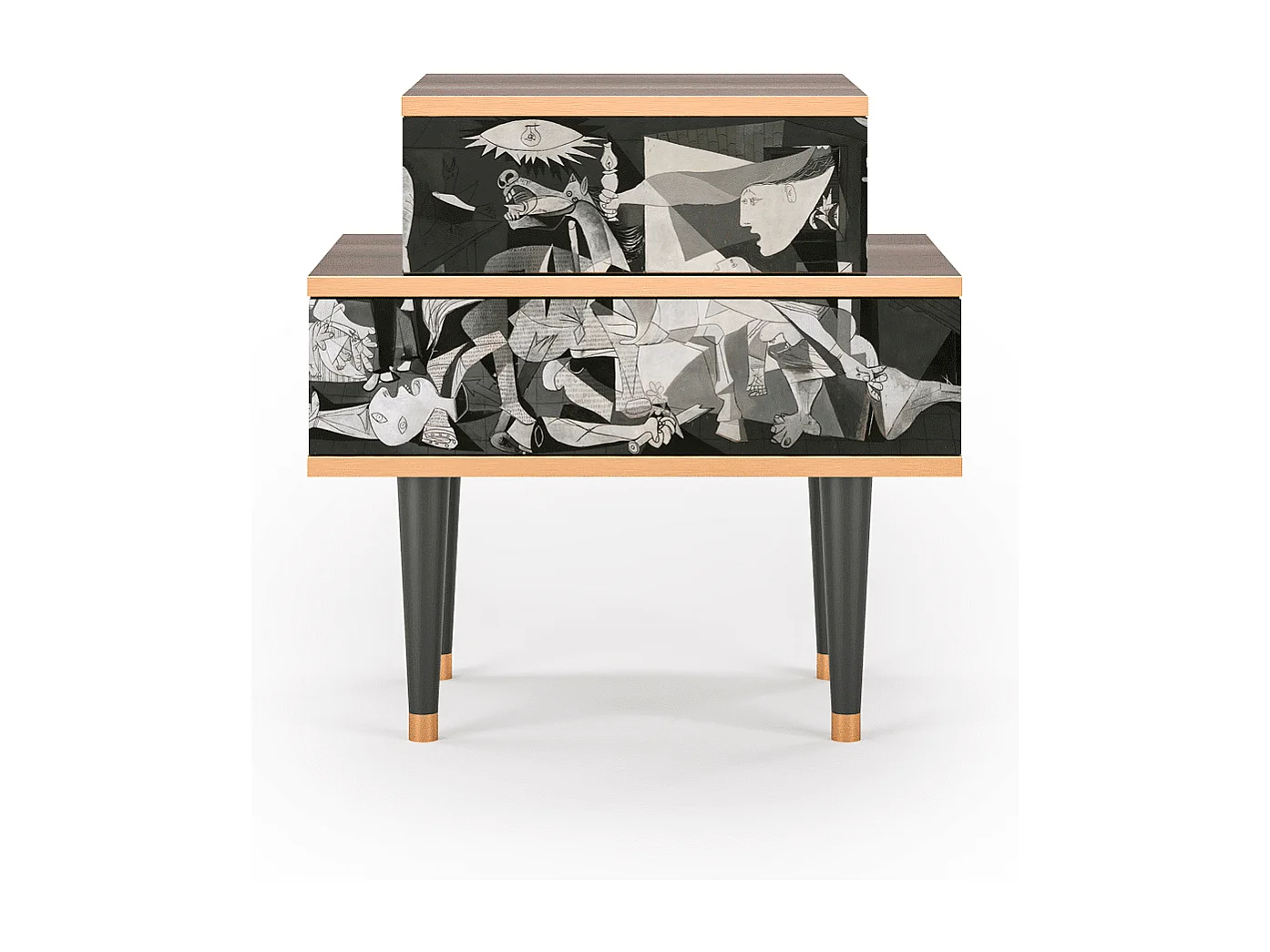 Stolik nocny - 58х58х41 cm - NS1 - Guernica by Picasso, Orzech