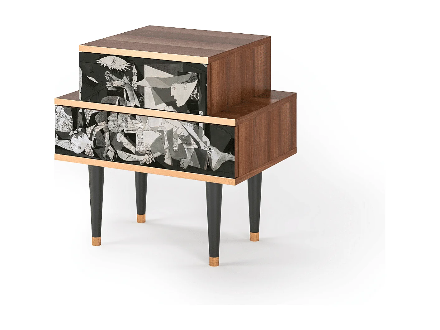 Stolik nocny - 58х58х41 cm - NS1 - Guernica by Picasso, Orzech