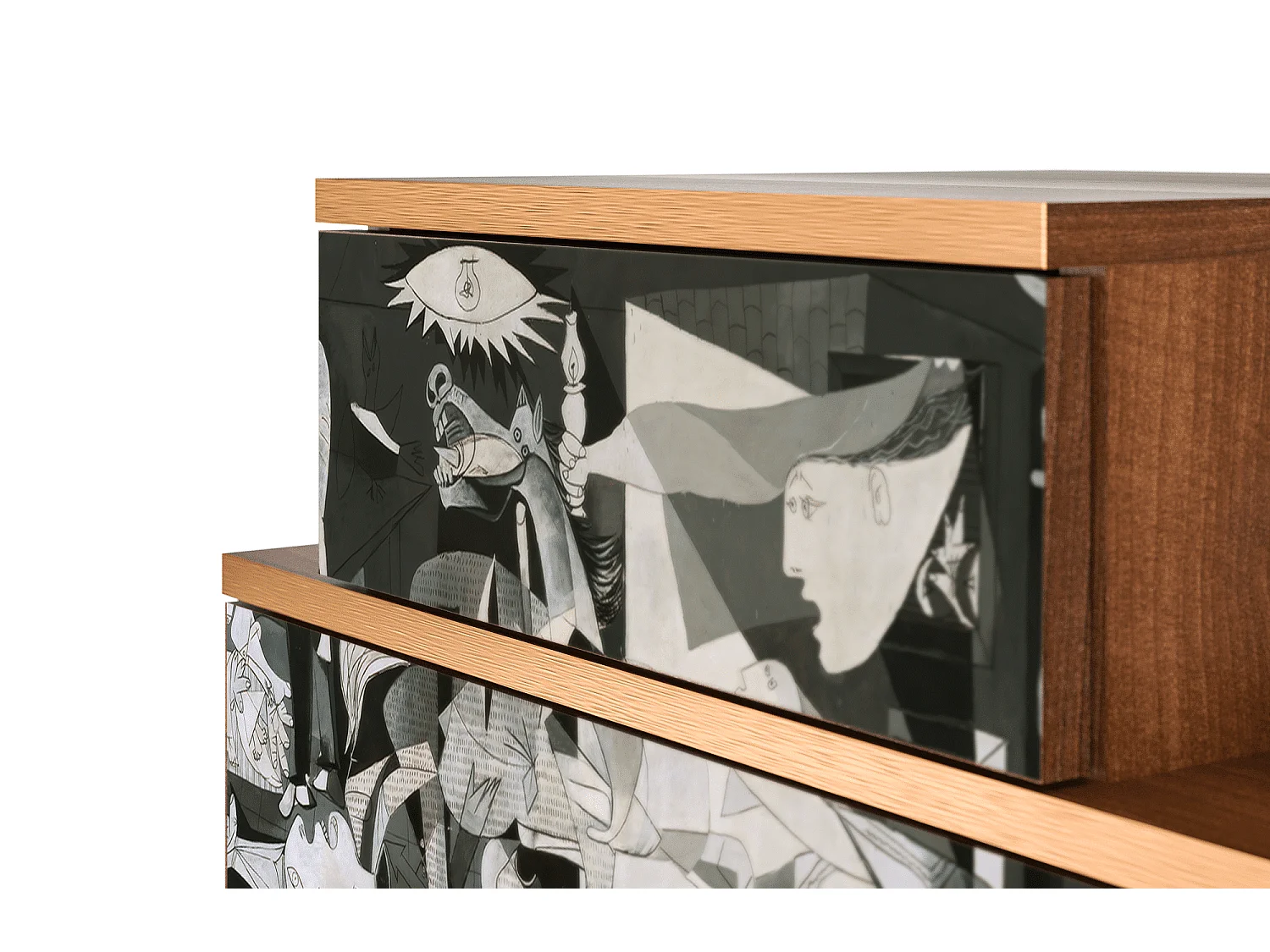 Stolik nocny - 58х58х41 cm - NS1 - Guernica by Picasso, Orzech