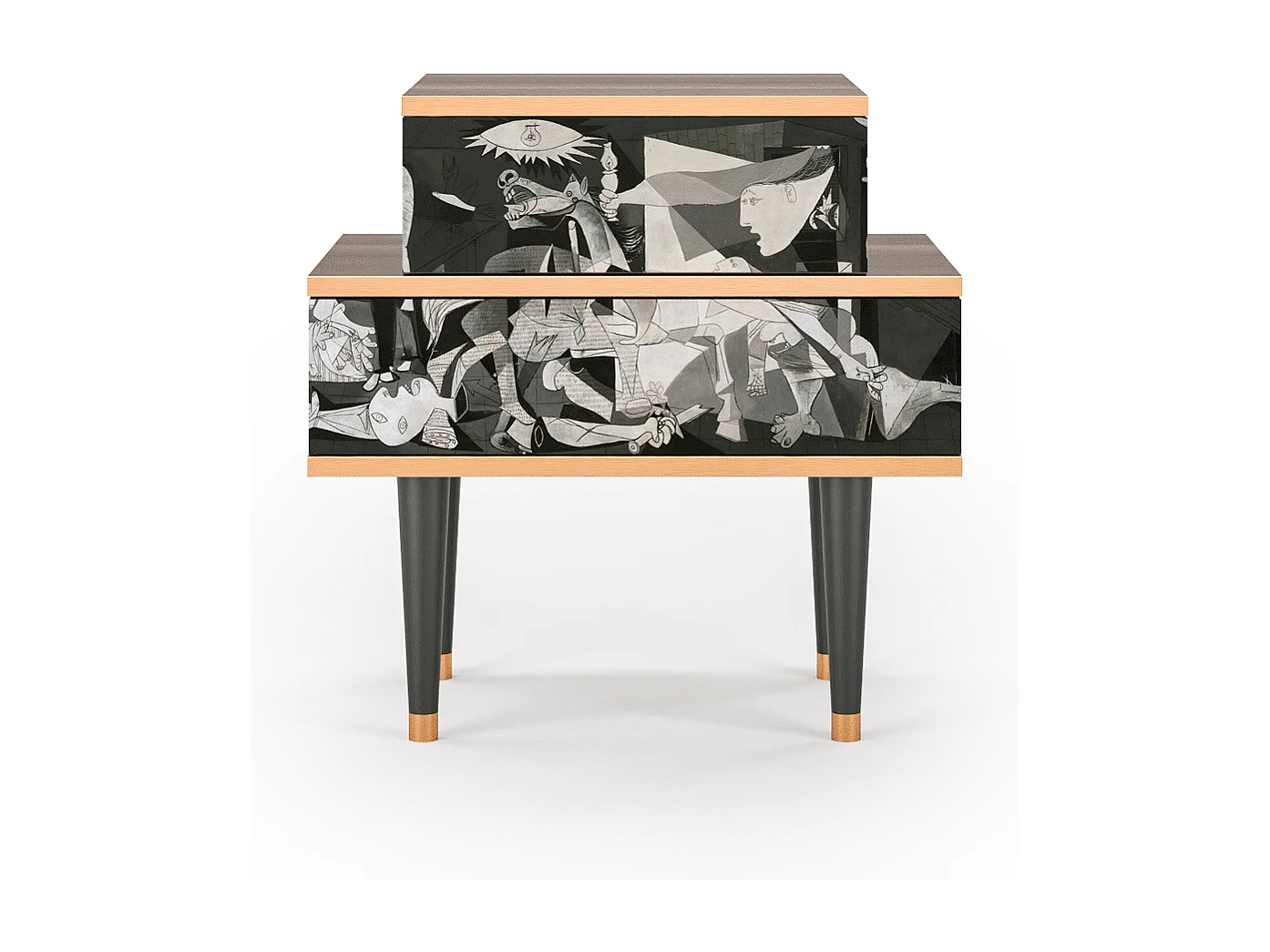 Stolik nocny - 58х58х41 cm - NS1 - Guernica by Picasso, Orzech