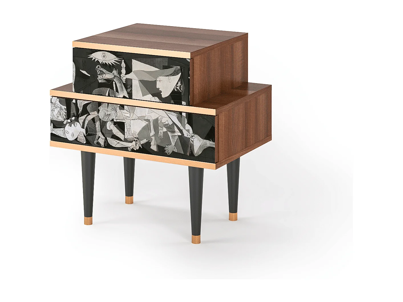 Stolik nocny - 58х58х41 cm - NS1 - Guernica by Picasso, Orzech