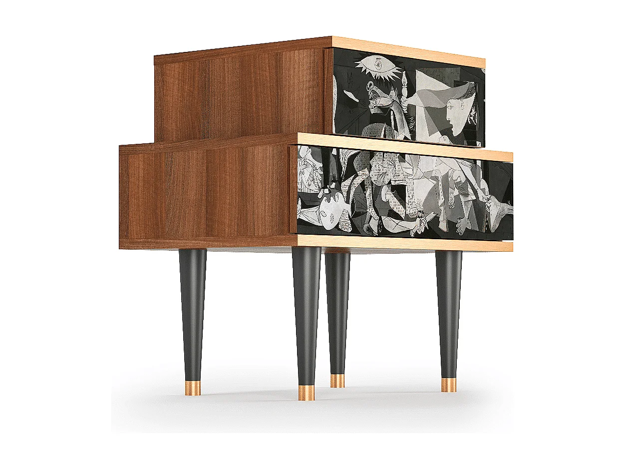Stolik nocny - 58х58х41 cm - NS1 - Guernica by Picasso, Orzech