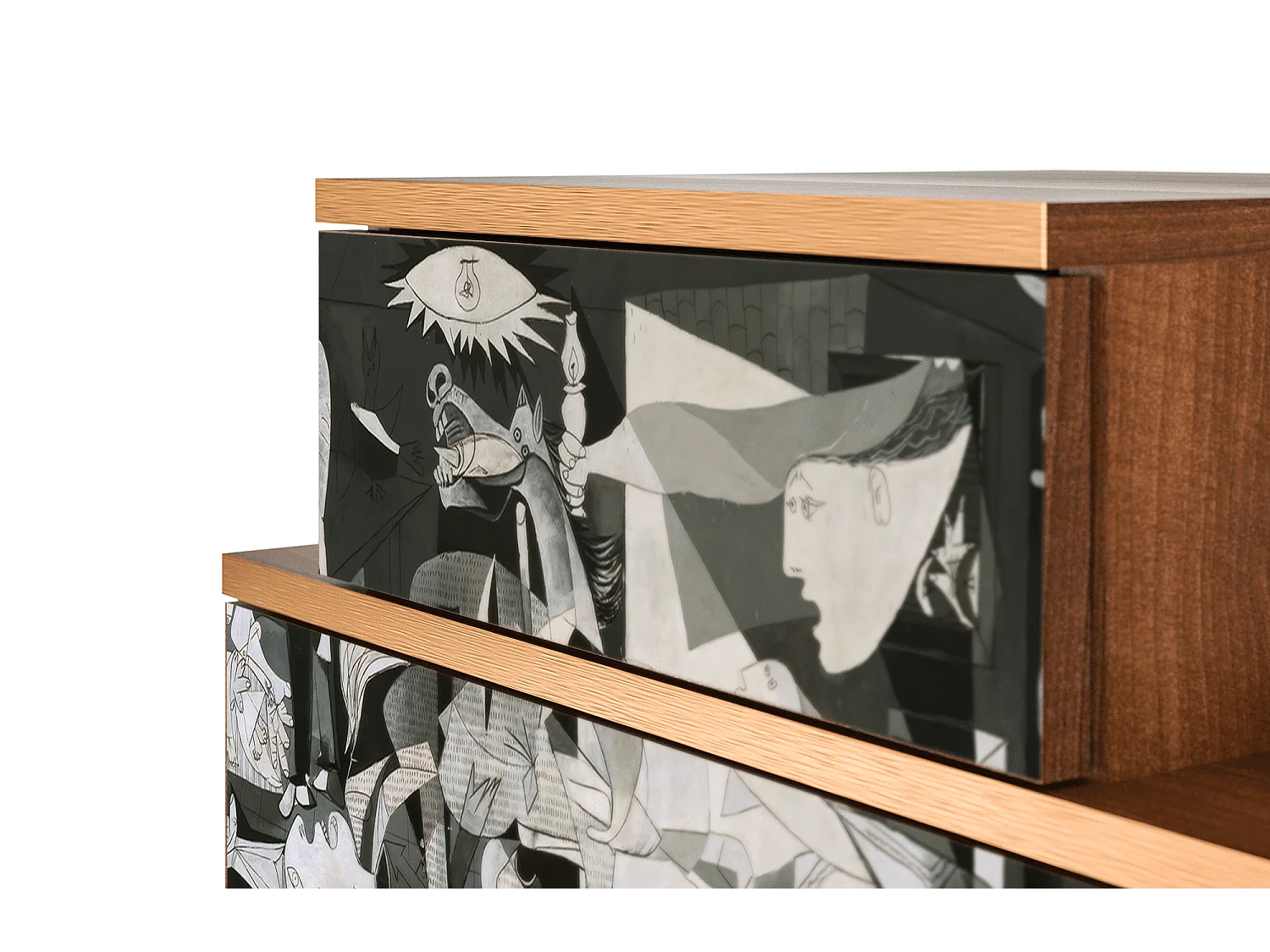 Stolik nocny - 58х58х41 cm - NS1 - Guernica by Picasso, Orzech