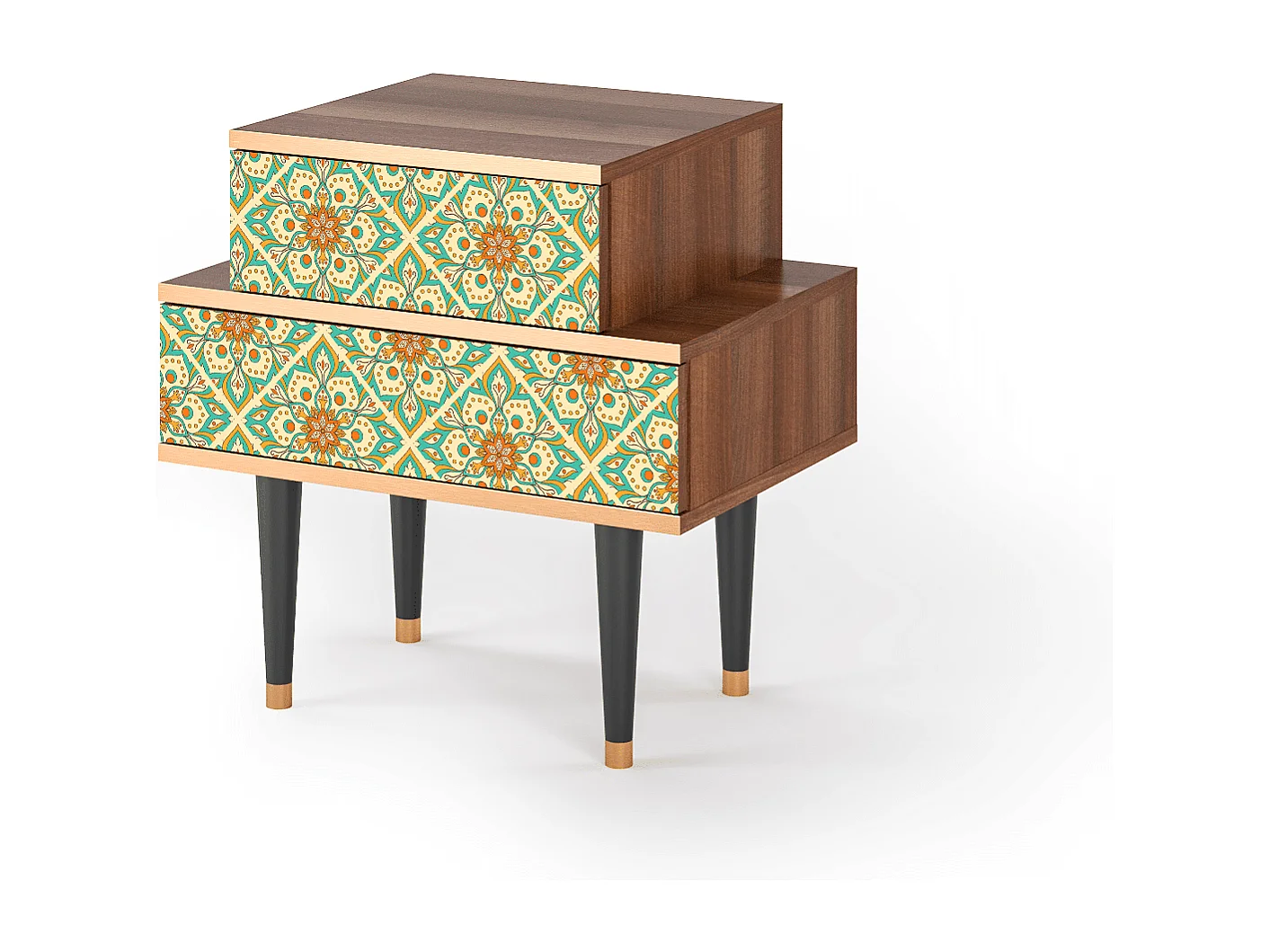 Table de nuit - 58х58х41 cm - NS1 - Hindu Daisy, Noyer