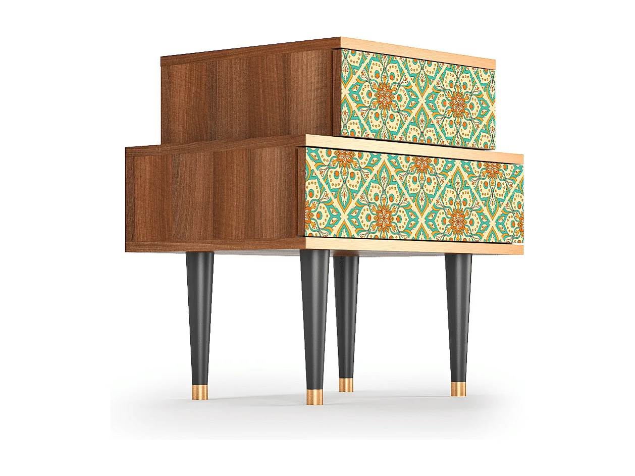 Table de nuit - 58х58х41 cm - NS1 - Hindu Daisy, Noyer