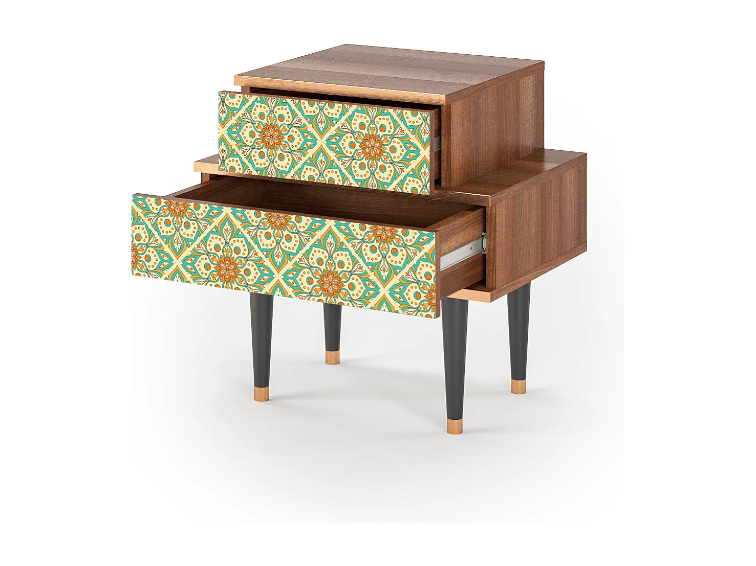 Table de nuit - 58х58х41 cm - NS1 - Hindu Daisy, Noyer