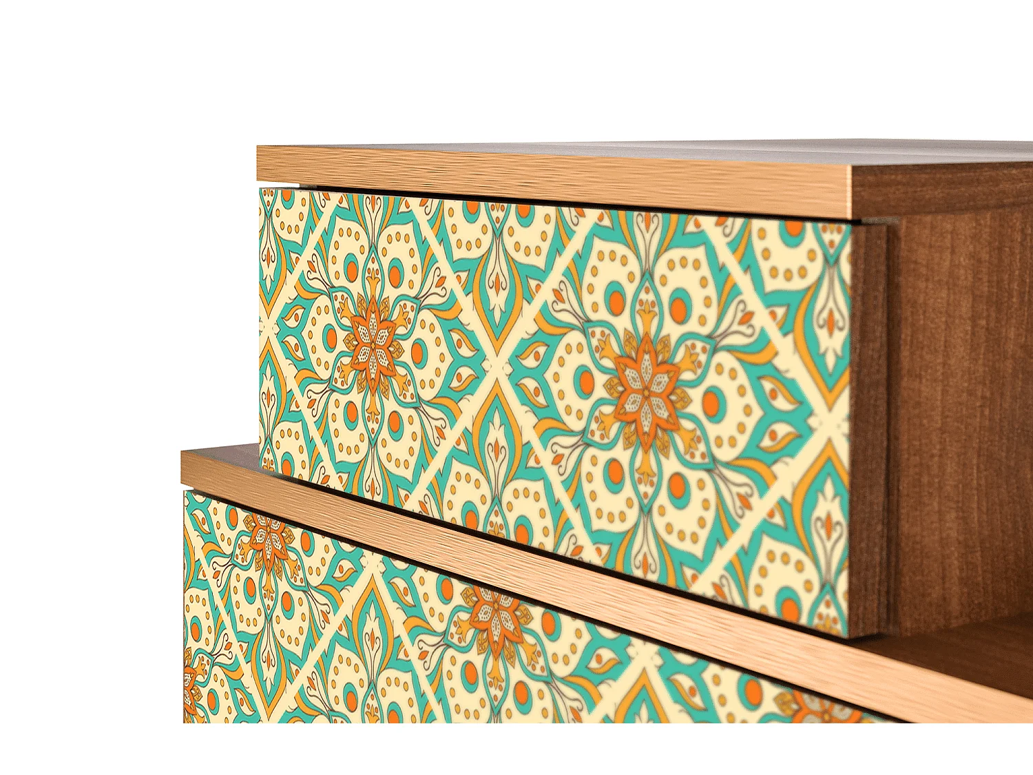 Stolik nocny - 58х58х41 cm - NS1 - Hindu Daisy, Orzech