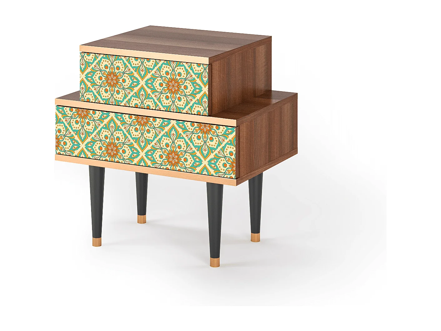 Table de nuit - 58х58х41 cm - NS1 - Hindu Daisy, Noyer