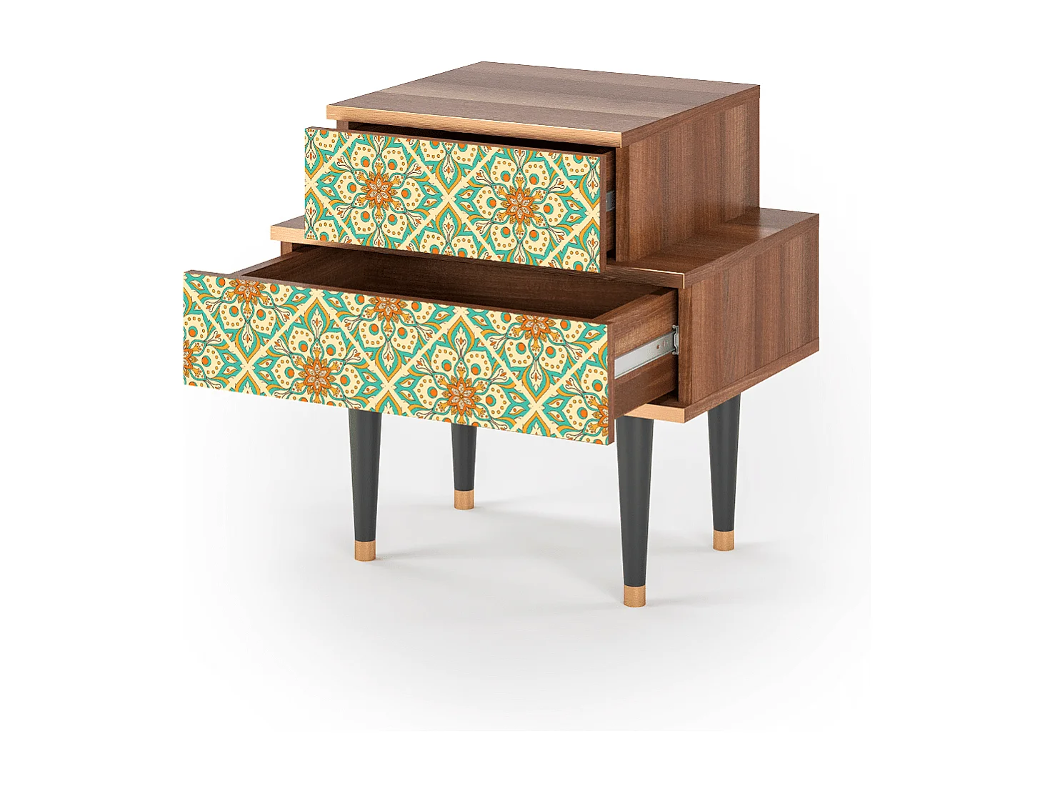 Table de nuit - 58х58х41 cm - NS1 - Hindu Daisy, Noyer