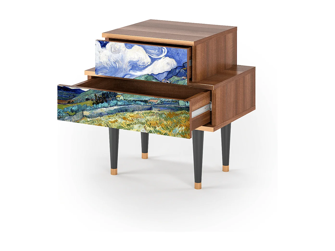 Table de nuit - 58х58х41 cm - NS1 - Landscape, Noyer