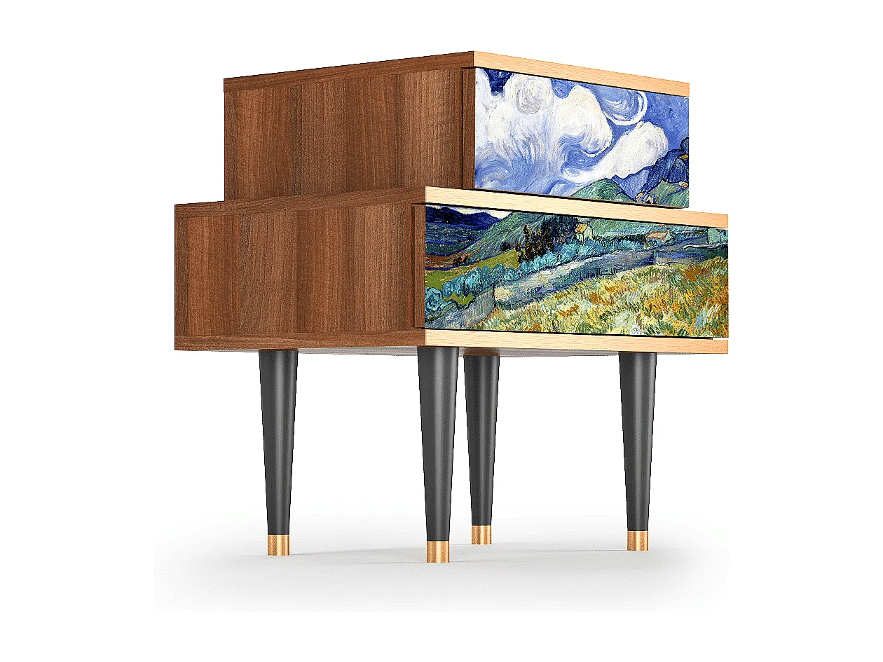 Table de nuit - 58х58х41 cm - NS1 - Landscape, Noyer