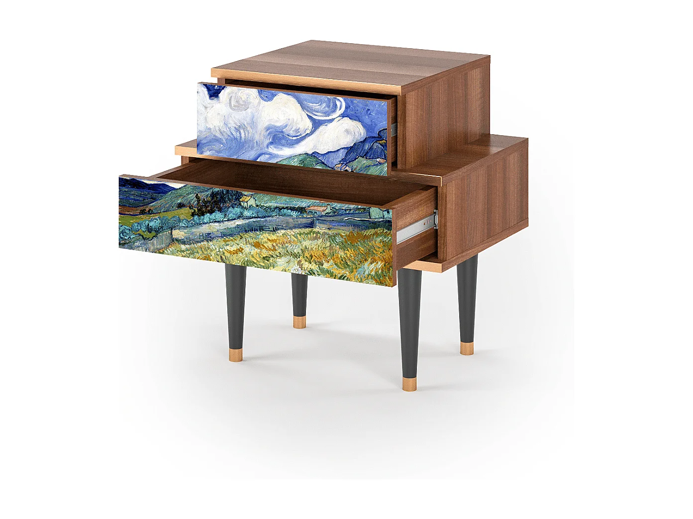 Table de nuit - 58х58х41 cm - NS1 - Landscape, Noyer