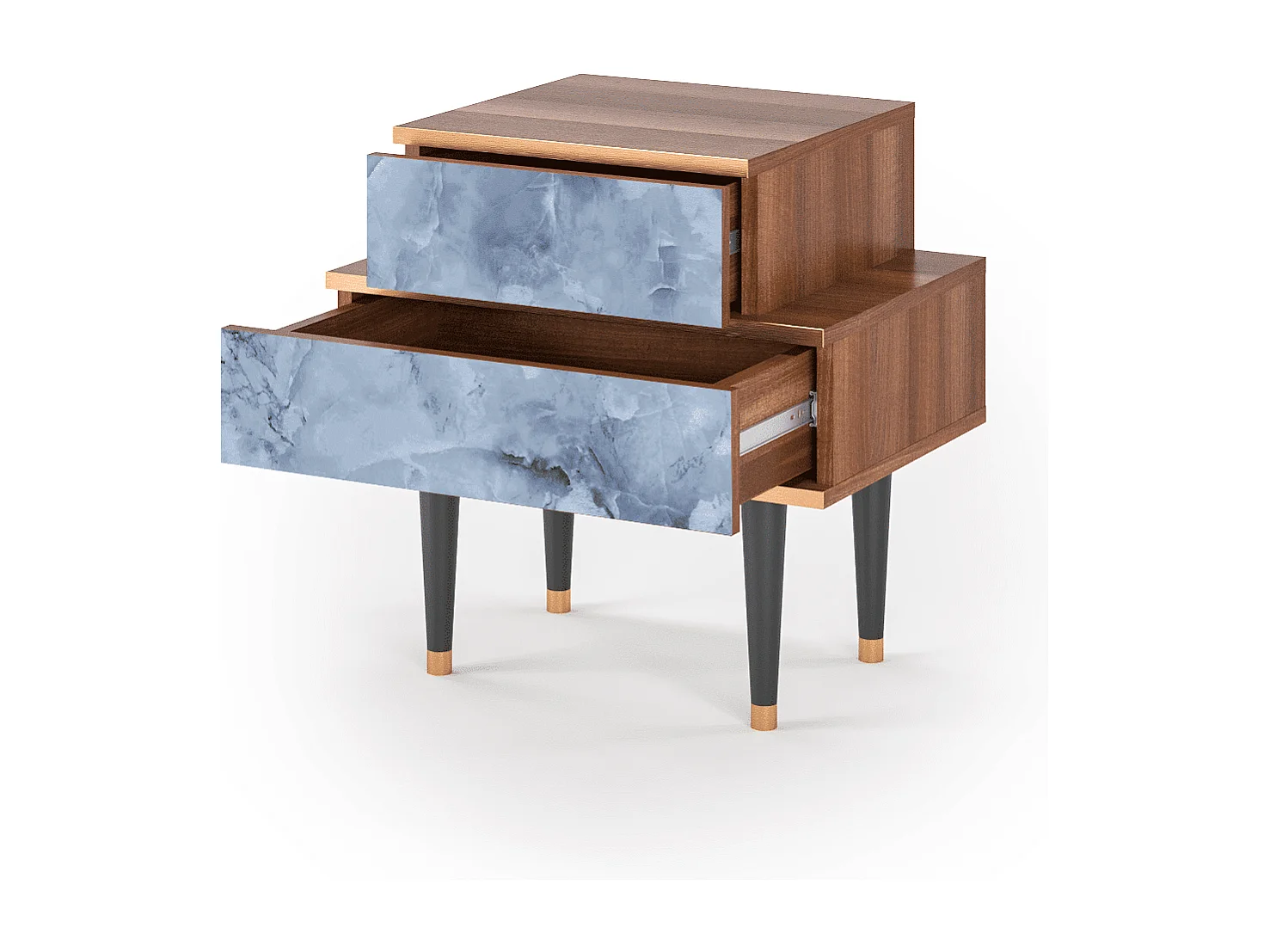 Comodino - 58х58х41 cm - NS1 - Feather Ice, Noce