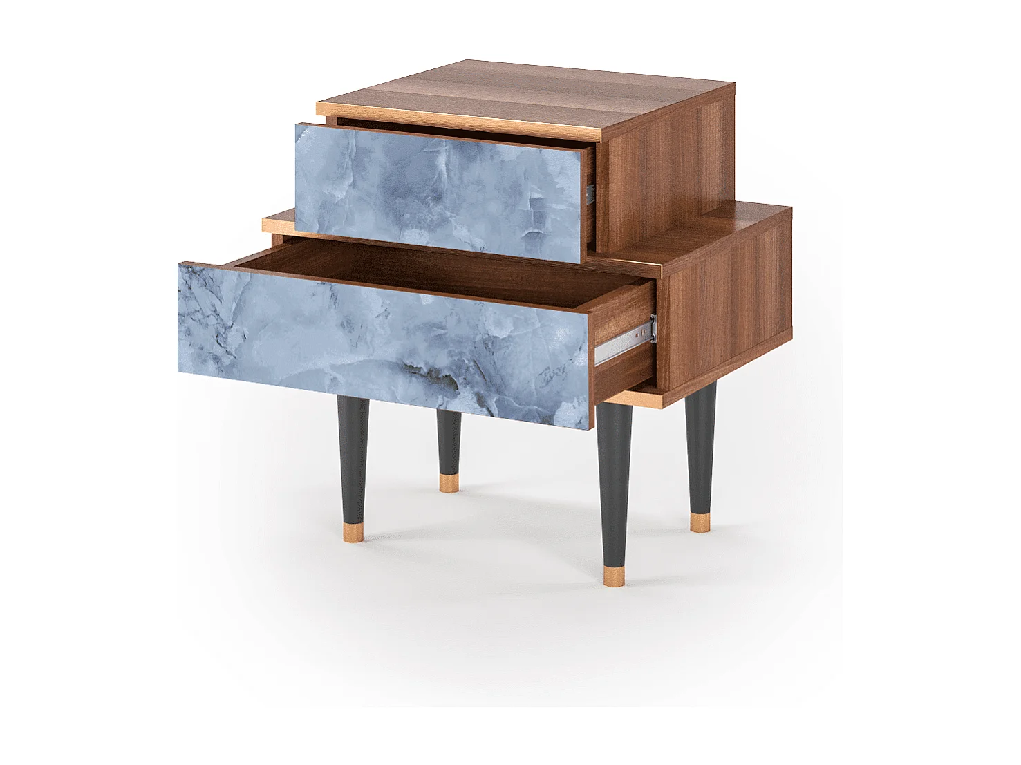 Criado-mudo - 58х58х41 cm - NS1 - Feather Ice, Nogueira