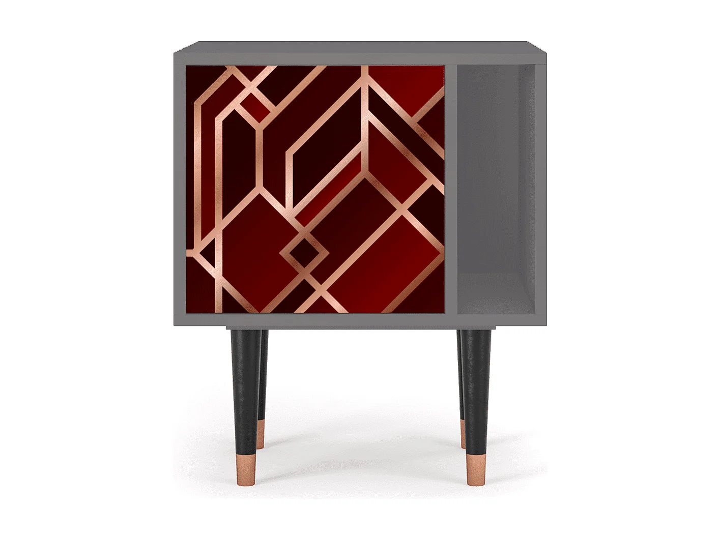 Stolik nocny - 57х69х48 cm - S2 - Velvet 1920's, Szary