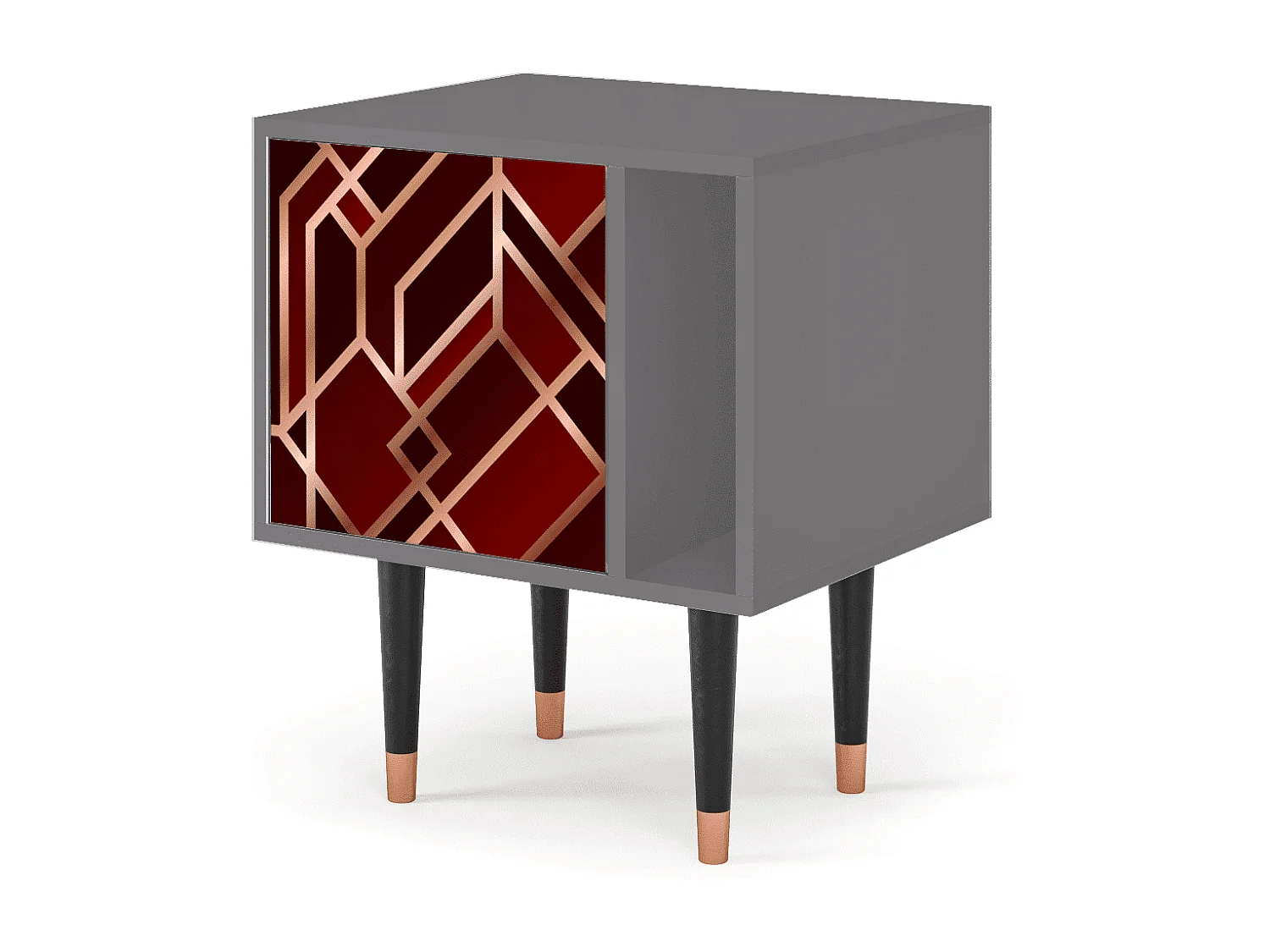 Stolik nocny - 57х69х48 cm - S2 - Velvet 1920's, Szary