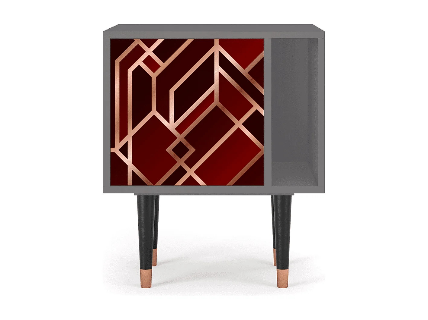 Stolik nocny - 57х69х48 cm - S2 - Velvet 1920's, Szary