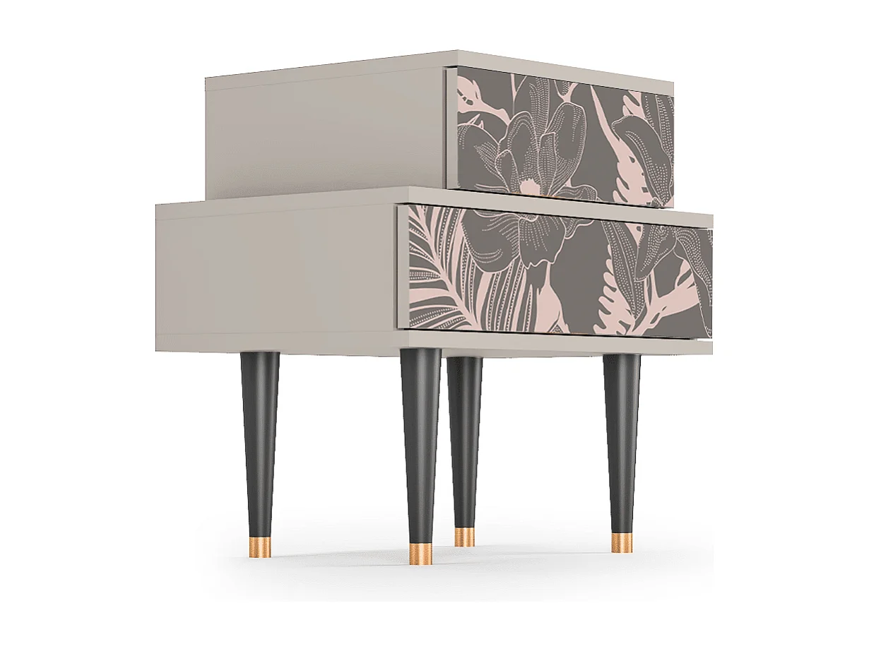 Table de nuit - 58х58х41 cm - NS1 - Issabelline Flower, Sable