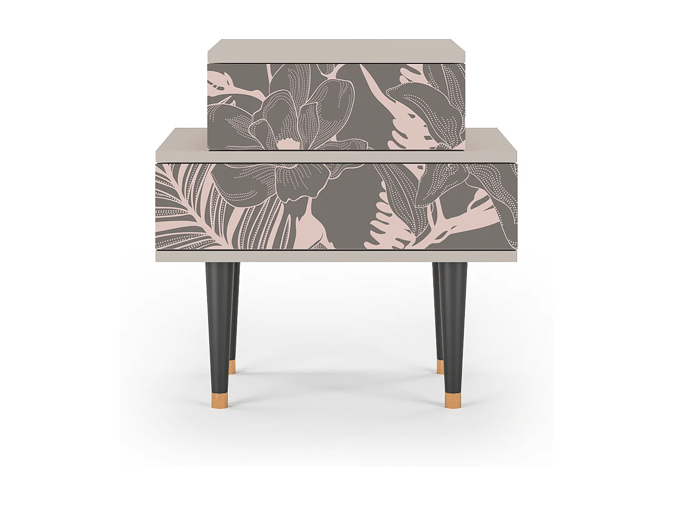 Mesita de noche - 58х58х41 cm - NS1 - Issabelline Flower, Arena