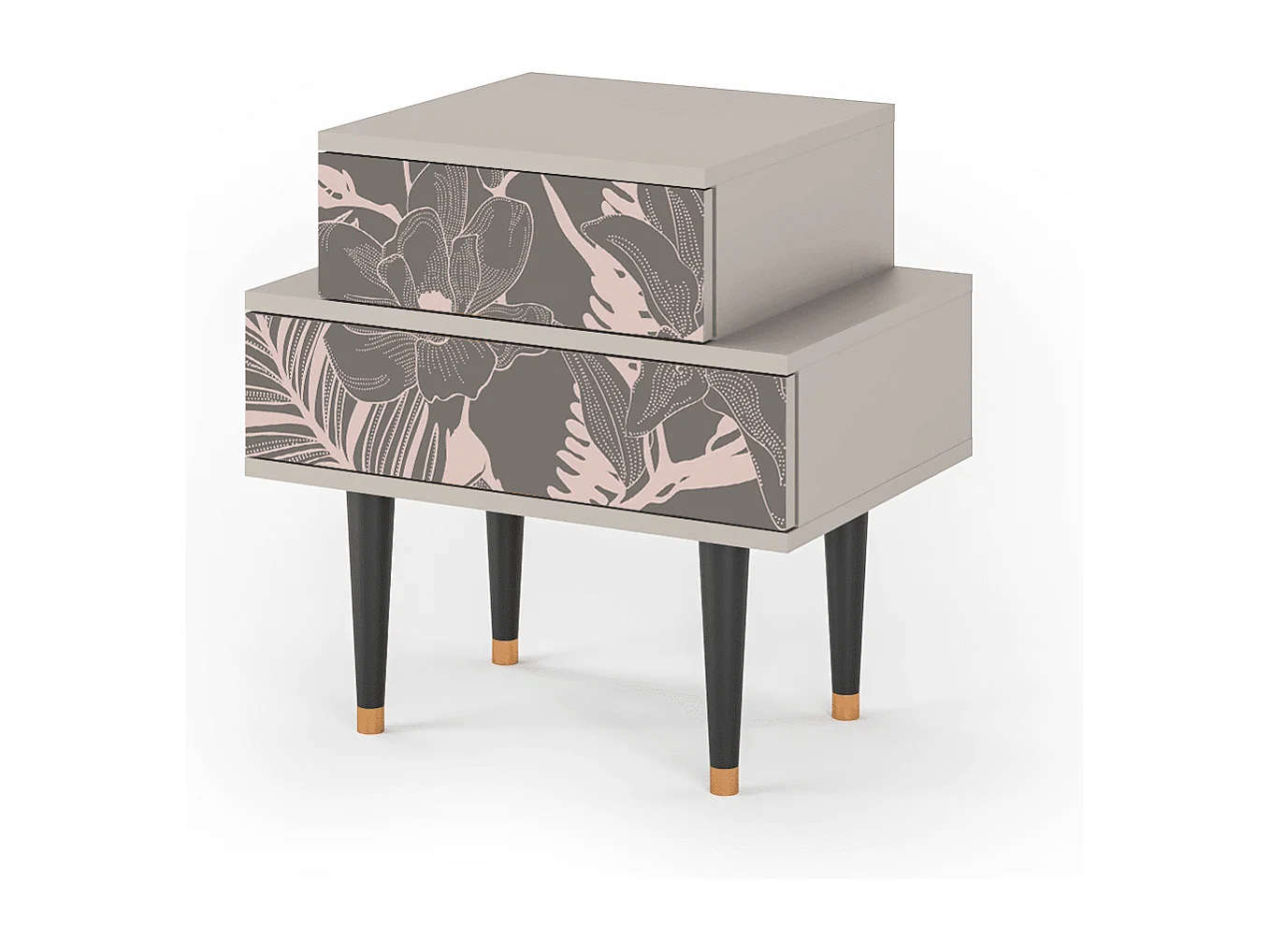 Mesita de noche - 58х58х41 cm - NS1 - Issabelline Flower, Arena