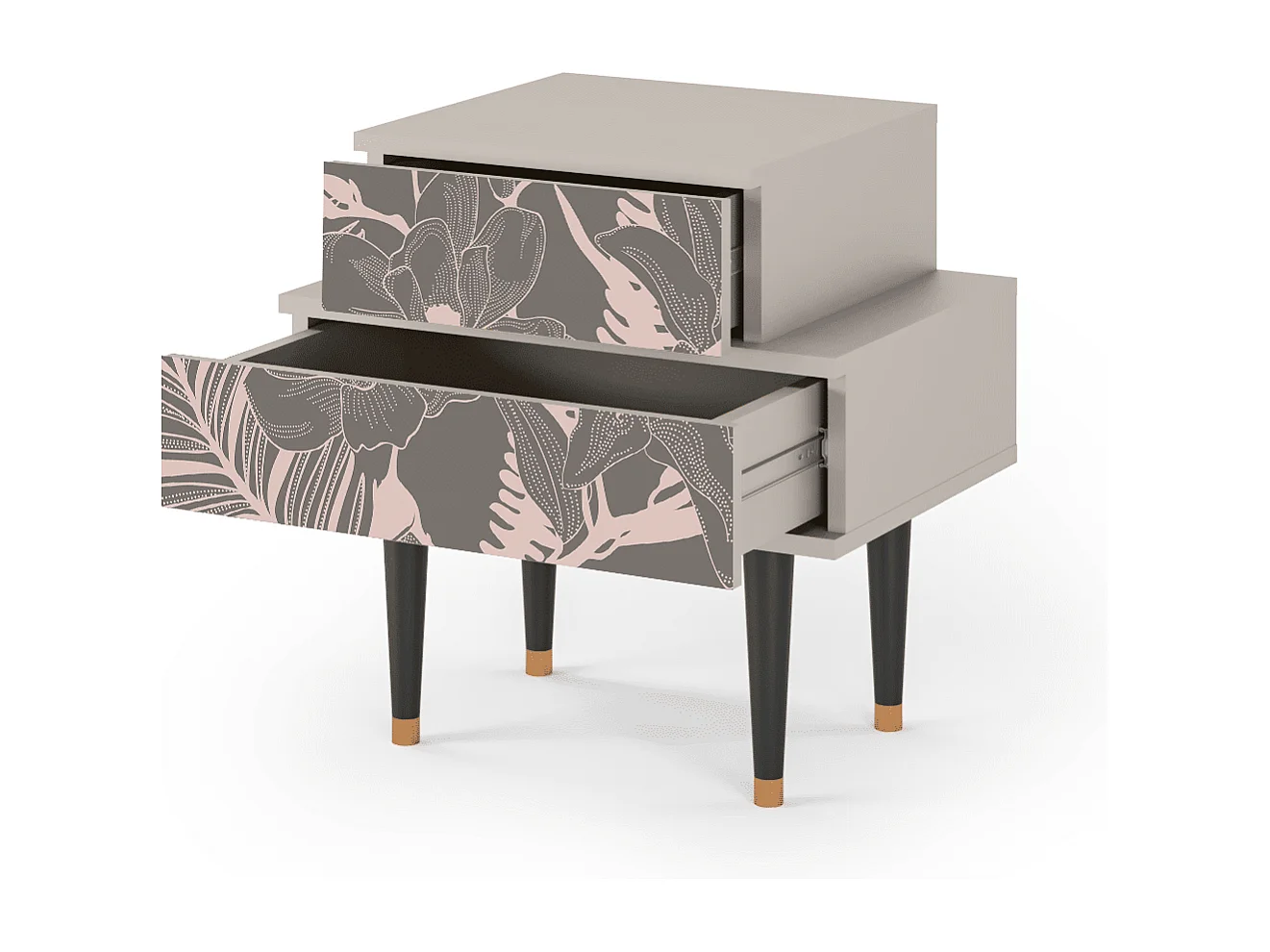 Mesita de noche - 58х58х41 cm - NS1 - Issabelline Flower, Arena