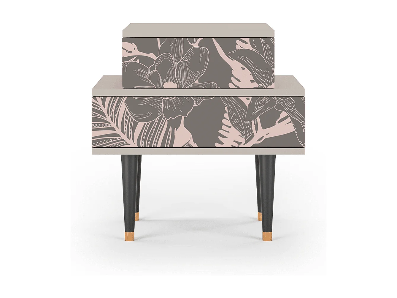 Stolik nocny - 58х58х41 cm - NS1 - Issabelline Flower, Piaskowy