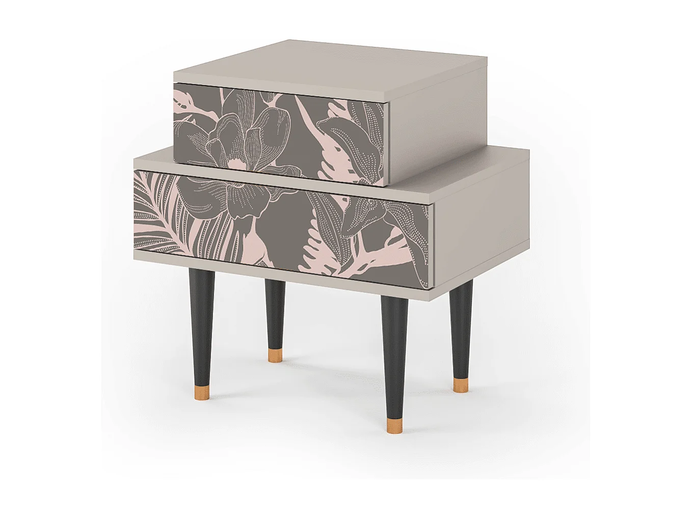 Stolik nocny - 58х58х41 cm - NS1 - Issabelline Flower, Piaskowy