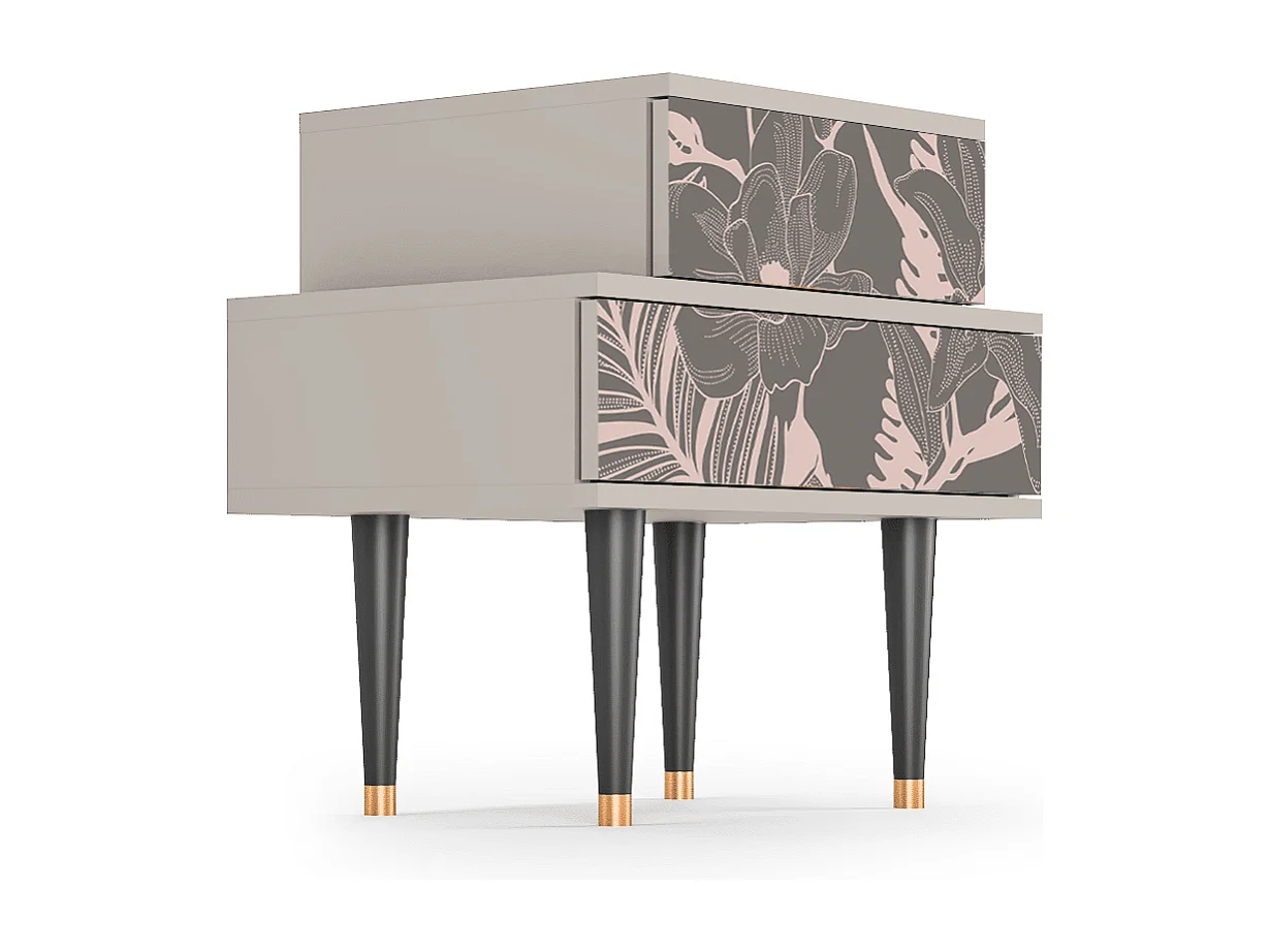 Stolik nocny - 58х58х41 cm - NS1 - Issabelline Flower, Piaskowy