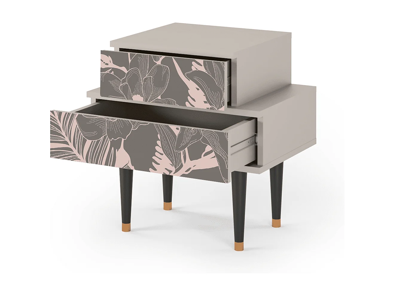 Stolik nocny - 58х58х41 cm - NS1 - Issabelline Flower, Piaskowy