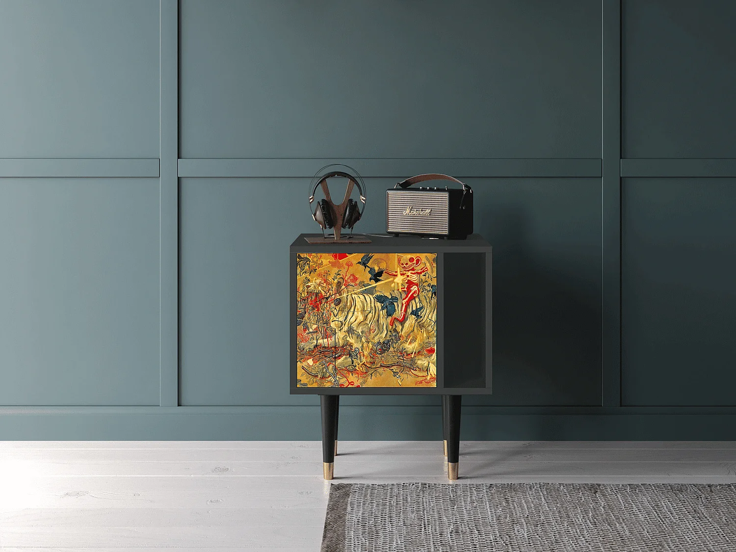 Stolik nocny - 57х69х48 cm - S2 - Blood by James Jean, Antracyt