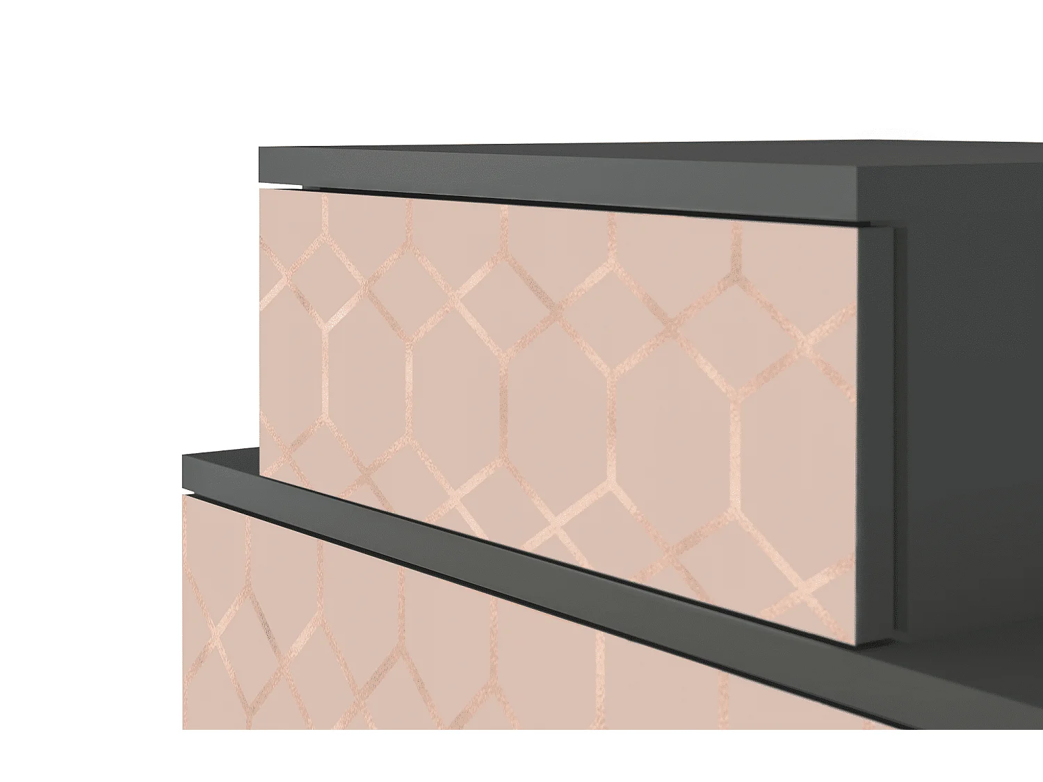Table de nuit - 58х58х41 cm - NS1 - Rose Honeycomb, Anthracite