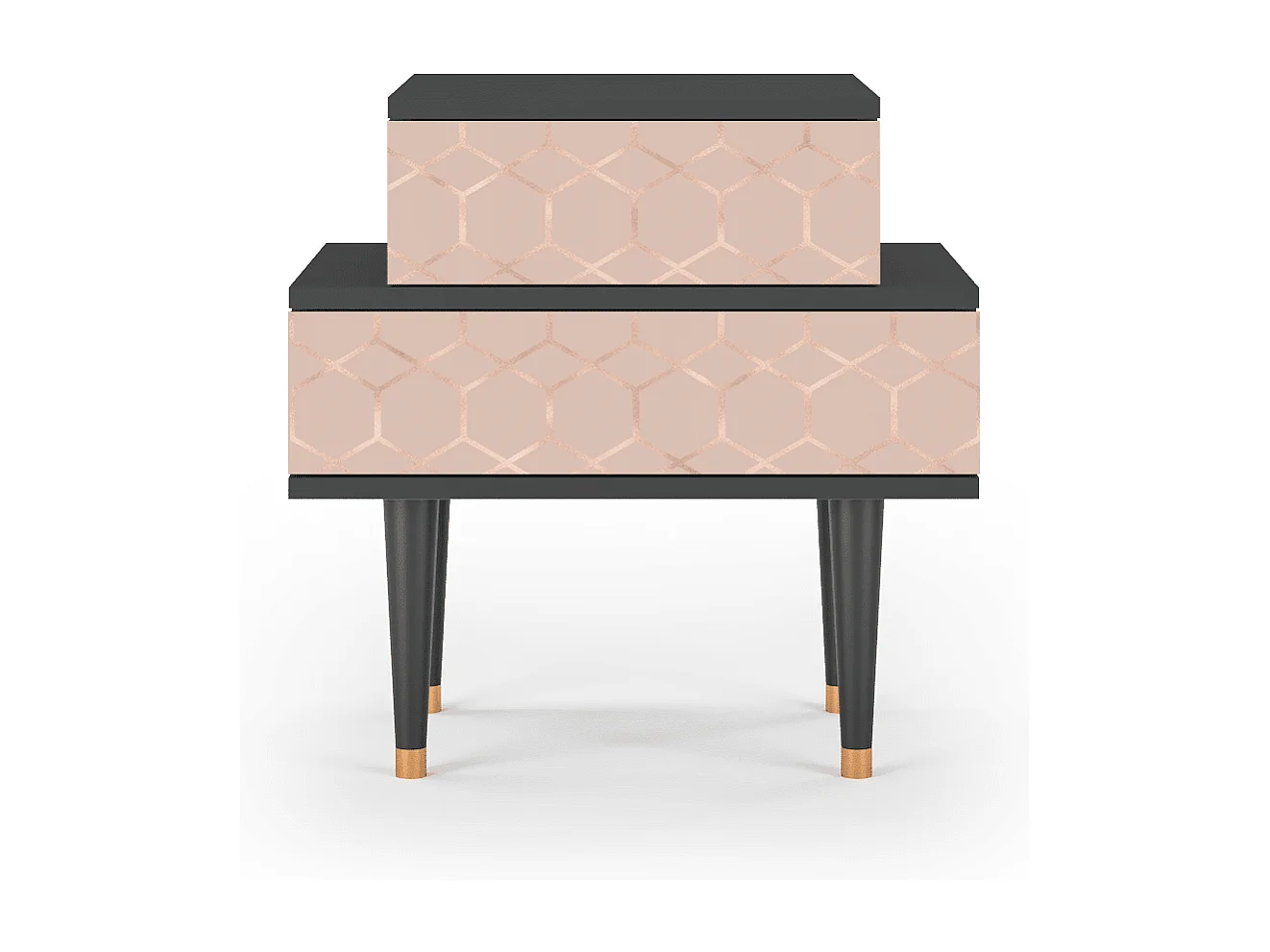 Table de nuit - 58х58х41 cm - NS1 - Rose Honeycomb, Anthracite