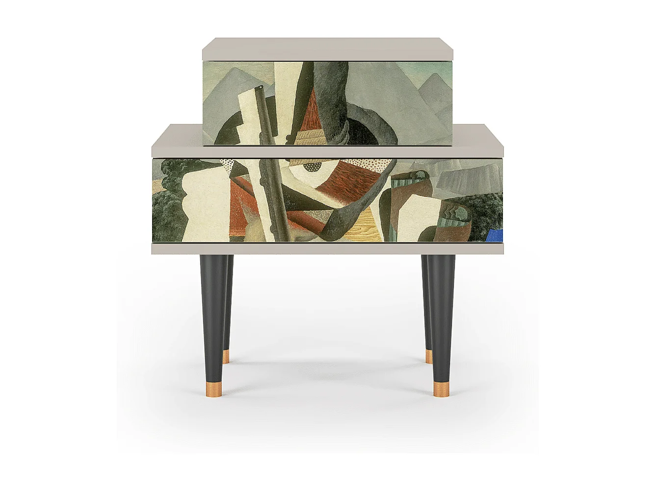 Stolik nocny - 58х58х41 cm - NS1 - The Cubist Paintings , Piaskowy