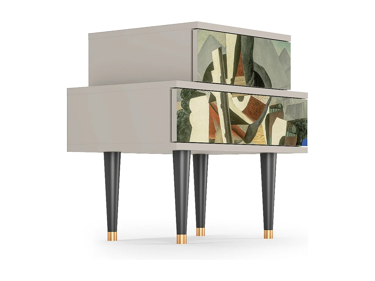 Stolik nocny - 58х58х41 cm - NS1 - The Cubist Paintings , Piaskowy