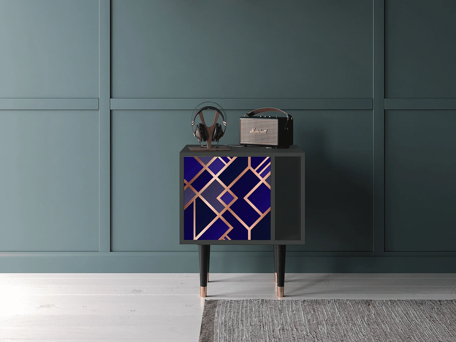 Table de nuit - 57х69х48 cm - S2 - Aquamarine Getsby, Anthracite