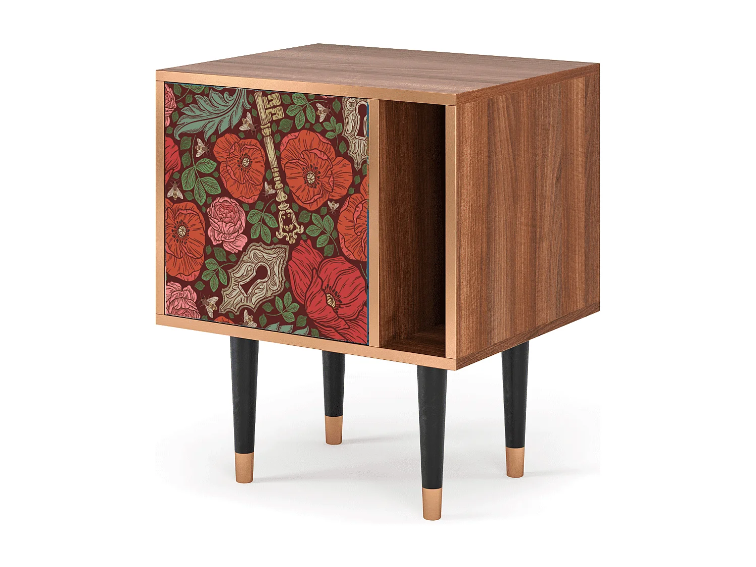 Criado-mudo - 57х69х48 cm - S2 - Poppy Garden, Nogueira