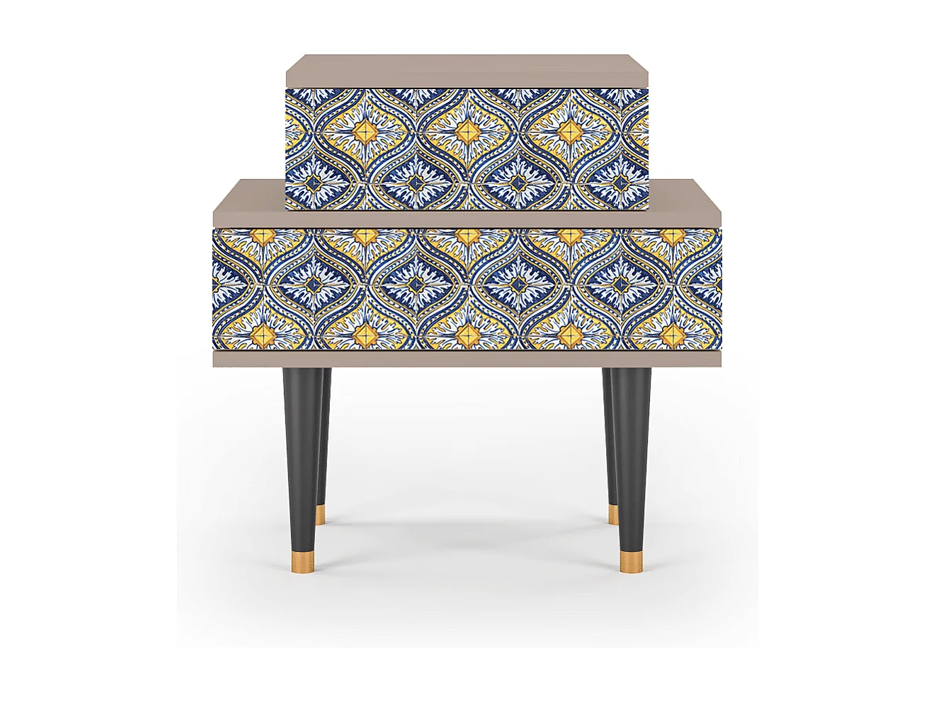 Stolik nocny - 58х58х41 cm - NS1 - Illusory Pattern, Latte