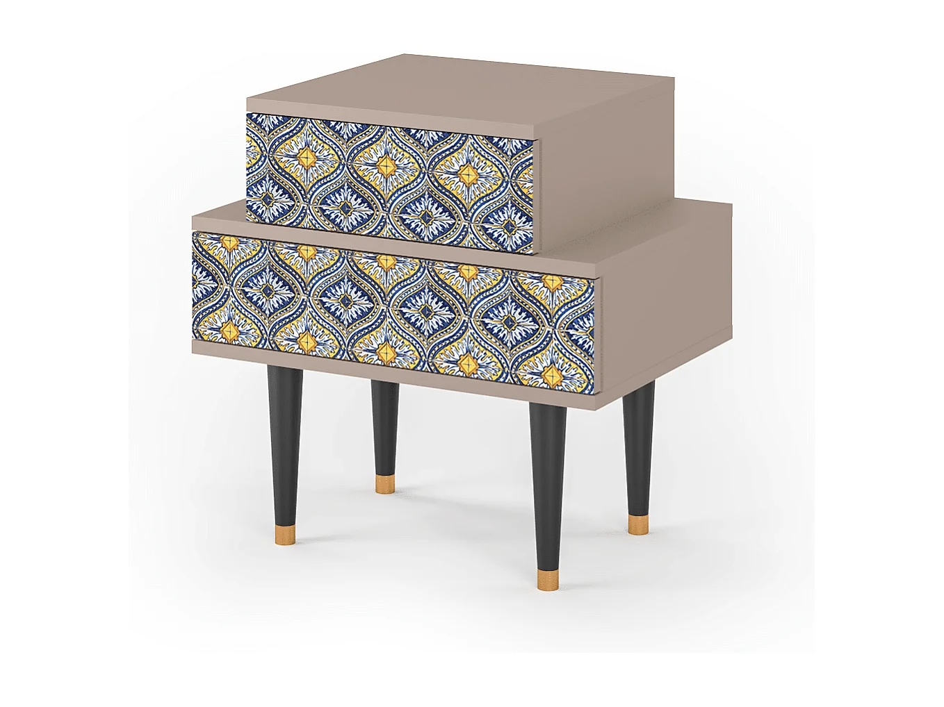 Stolik nocny - 58х58х41 cm - NS1 - Illusory Pattern, Latte