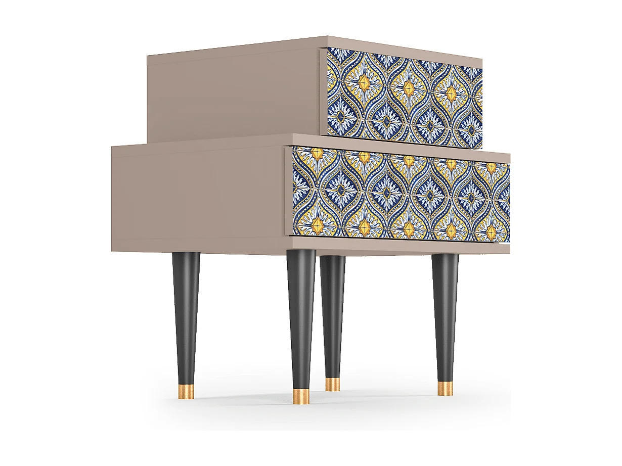 Stolik nocny - 58х58х41 cm - NS1 - Illusory Pattern, Latte