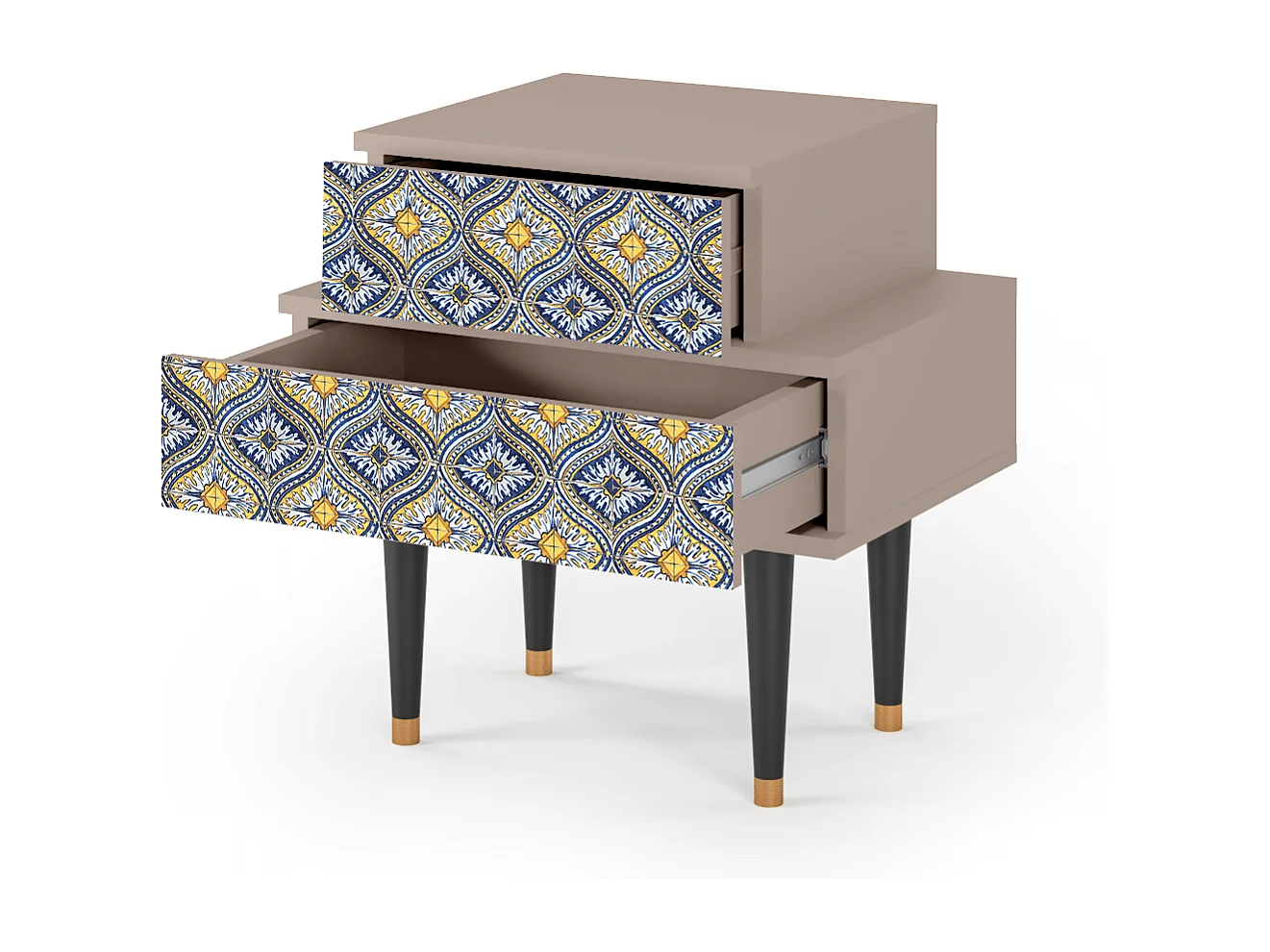 Stolik nocny - 58х58х41 cm - NS1 - Illusory Pattern, Latte