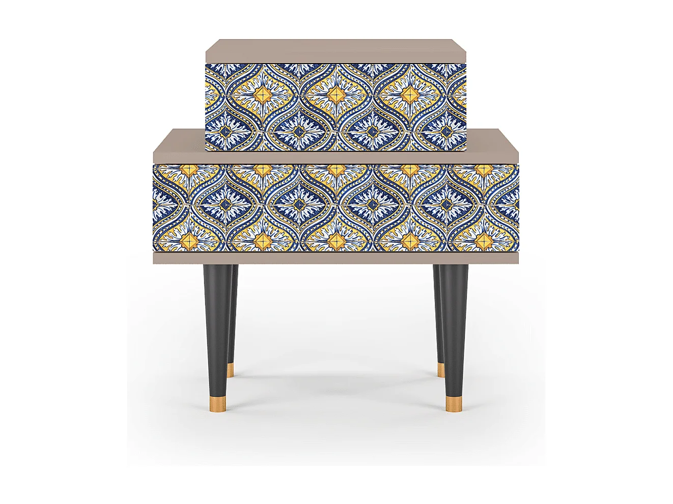 Stolik nocny - 58х58х41 cm - NS1 - Illusory Pattern, Latte