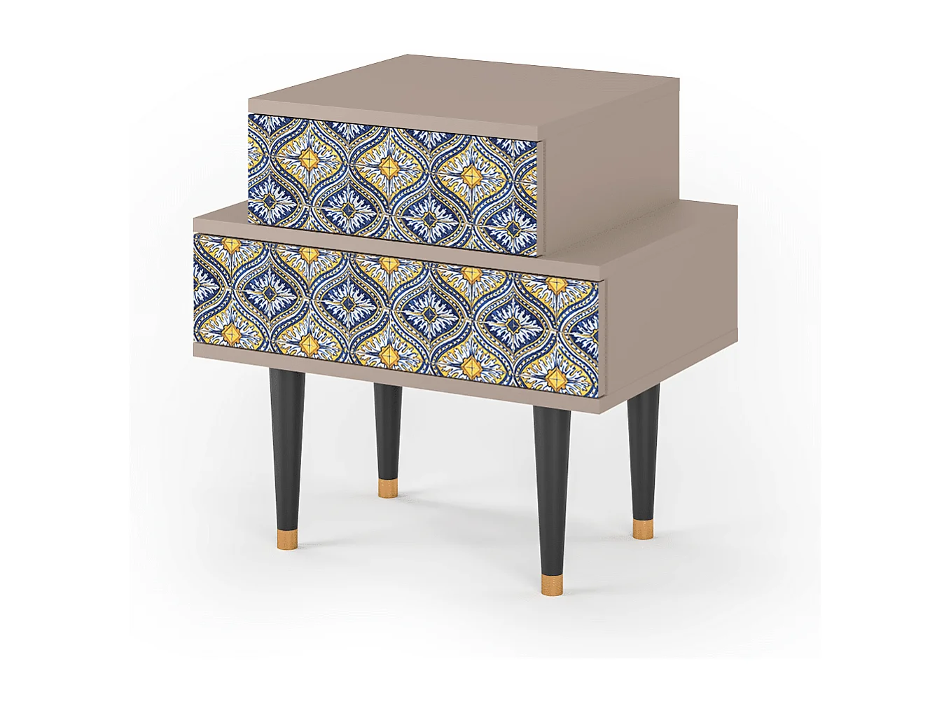 Stolik nocny - 58х58х41 cm - NS1 - Illusory Pattern, Latte