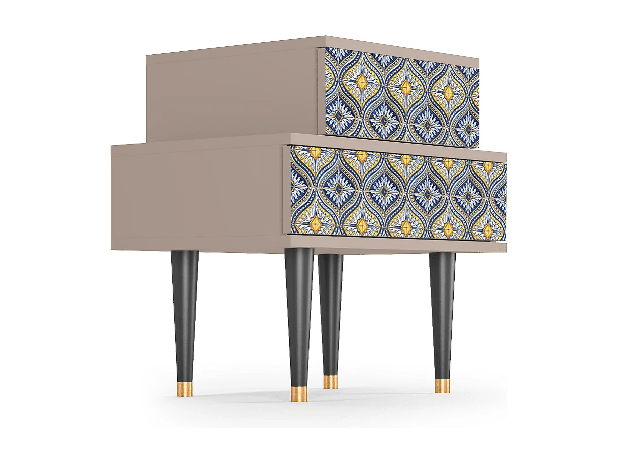 Stolik nocny - 58х58х41 cm - NS1 - Illusory Pattern, Latte