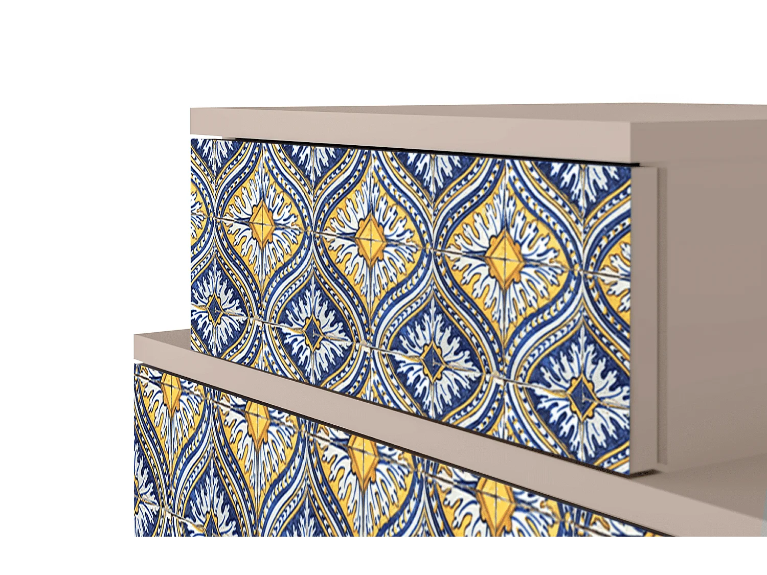 Stolik nocny - 58х58х41 cm - NS1 - Illusory Pattern, Latte