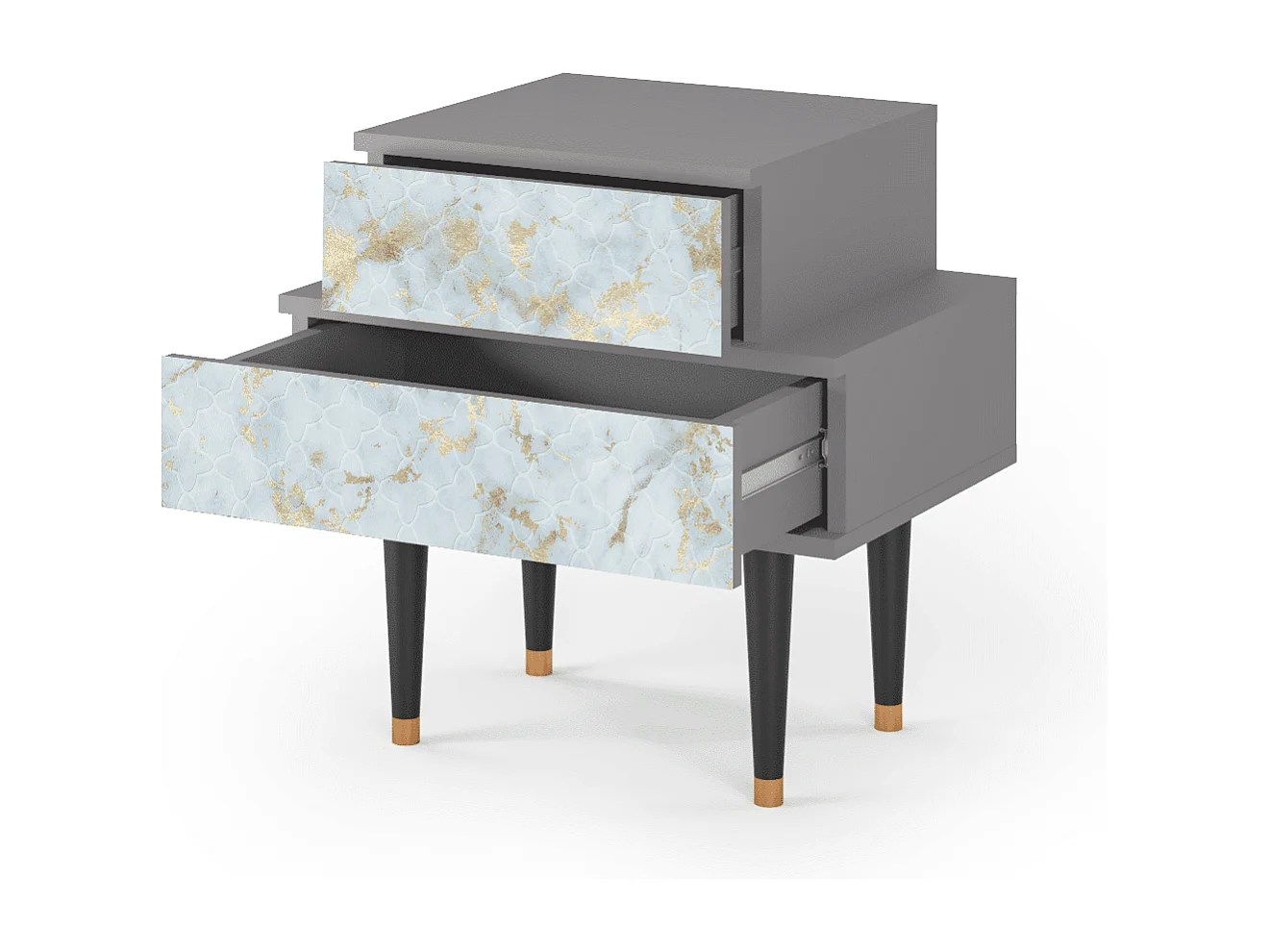 Comodino - 58х58х41 cm - NS1 - Golden Waves, Grigio