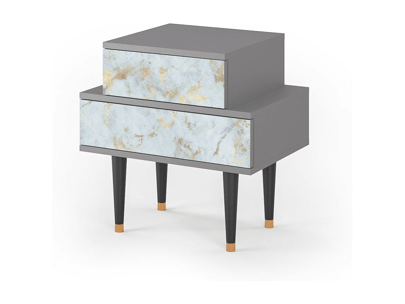Table de nuit - 58х58х41 cm - NS1 - Golden Waves, Gris