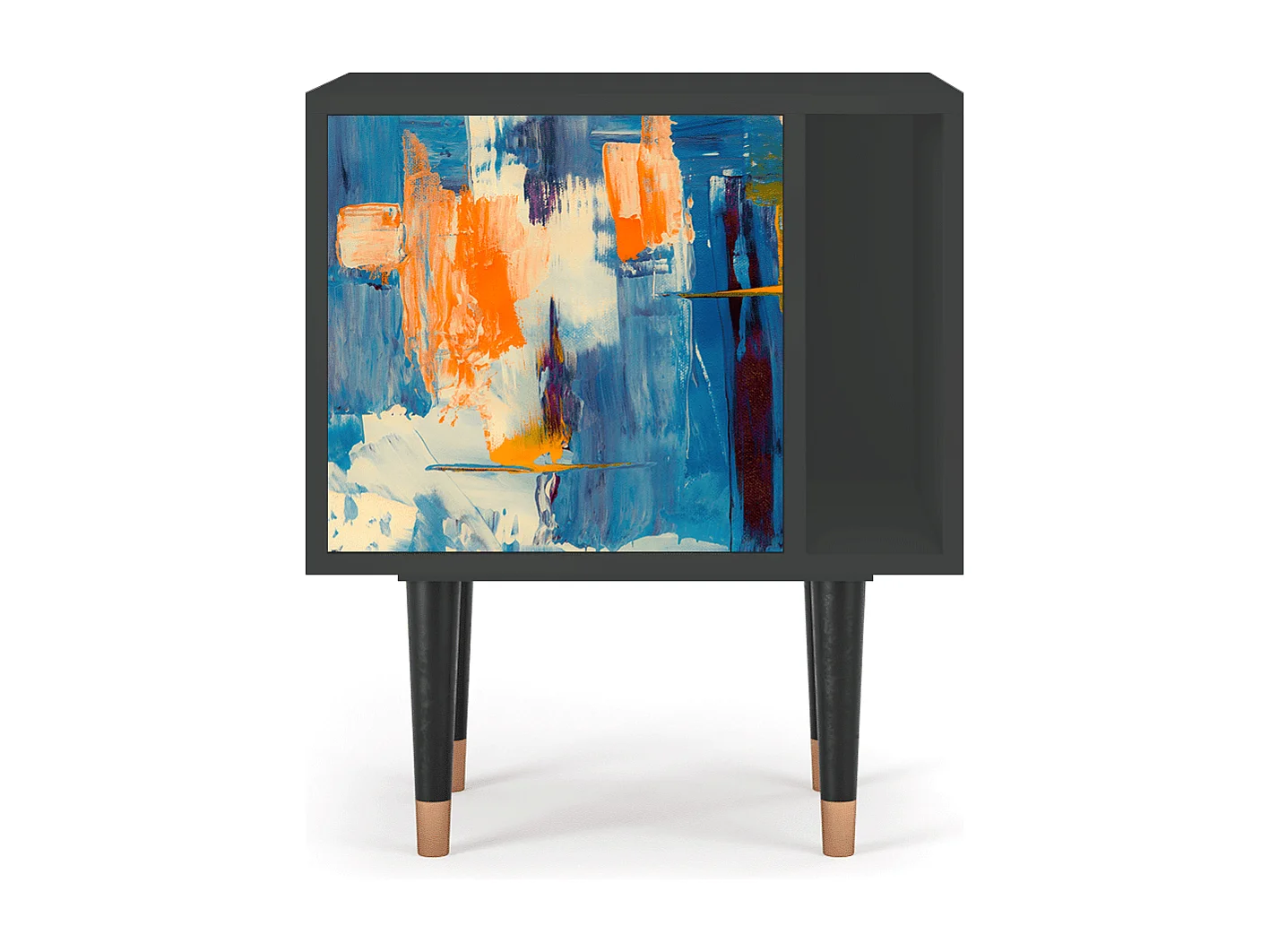 Mesita de noche - 57х69х48 cm - S2 - Abstract Expressionism, Antracita