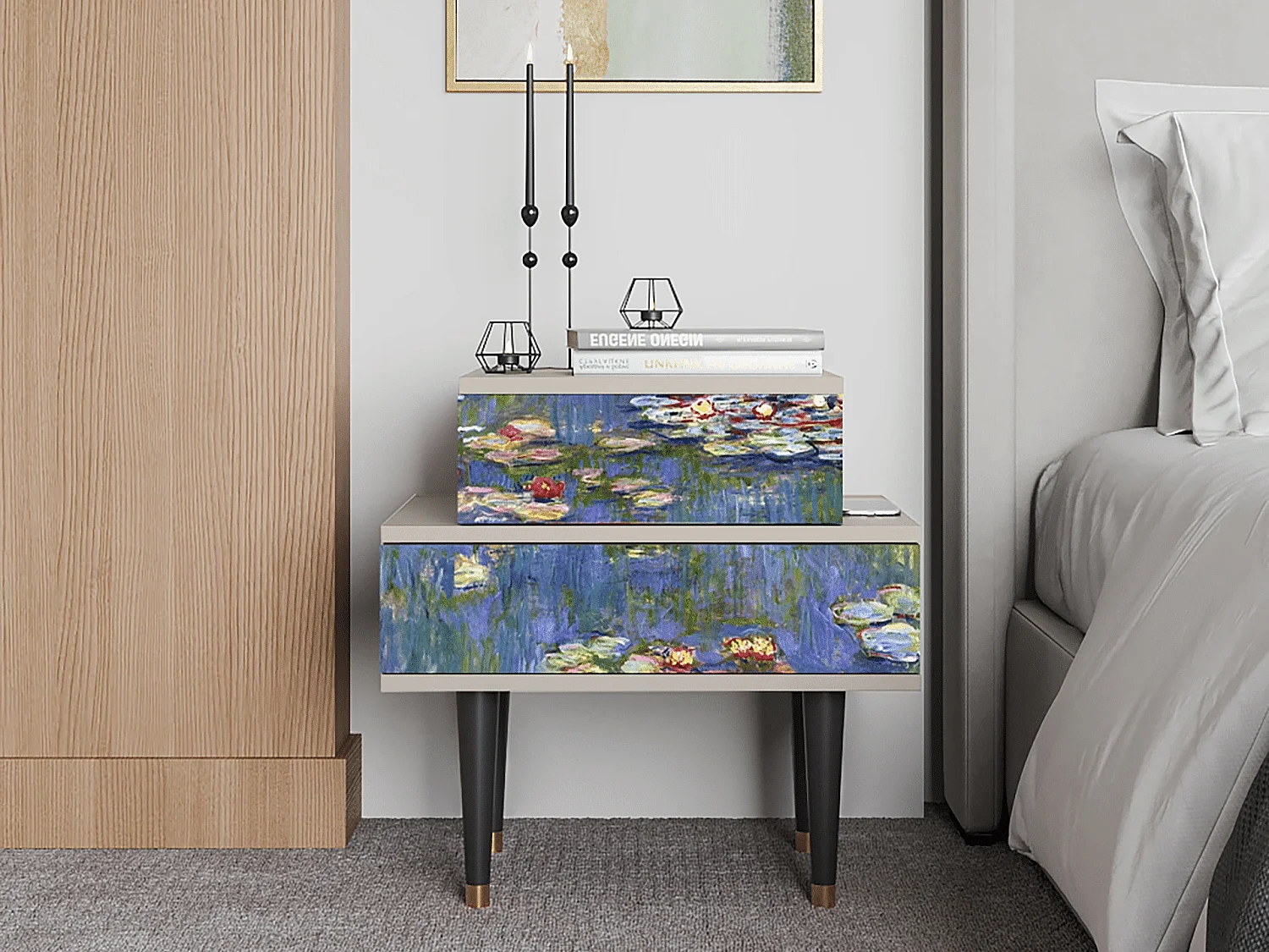 Comodino - 58х58х41 cm - NS1 - The water lily pond  , Sabbia