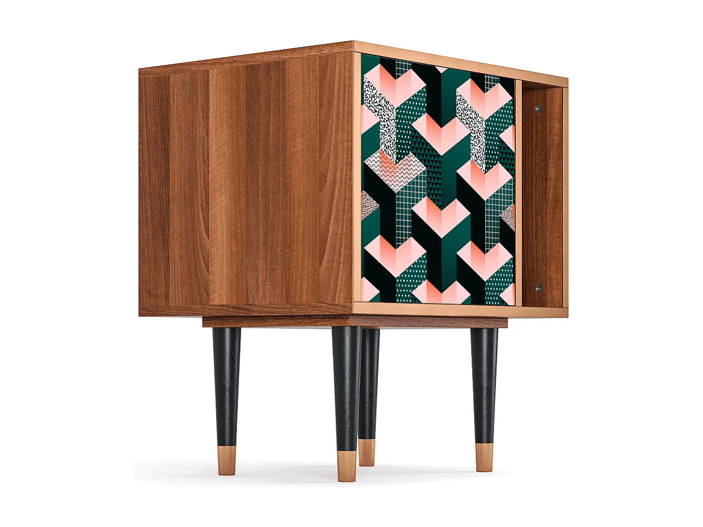 Stolik nocny - 57х69х48 cm - S2 - Geometric Madness, Orzech