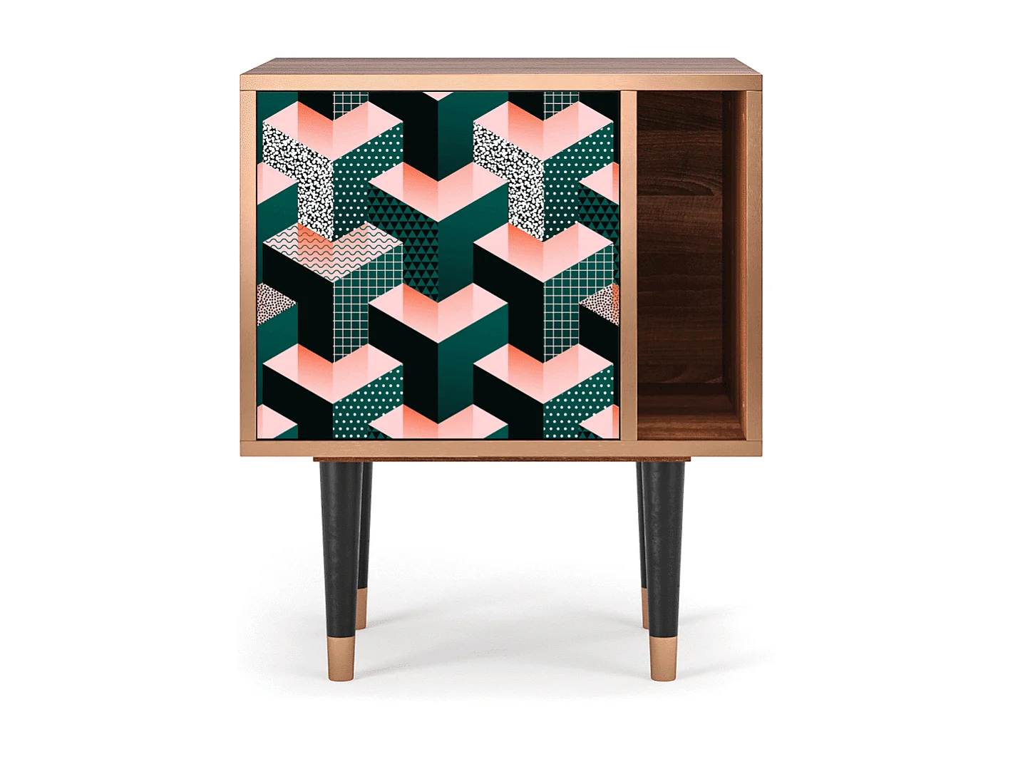 Table de nuit - 57х69х48 cm - S2 - Geometric Madness, Noyer